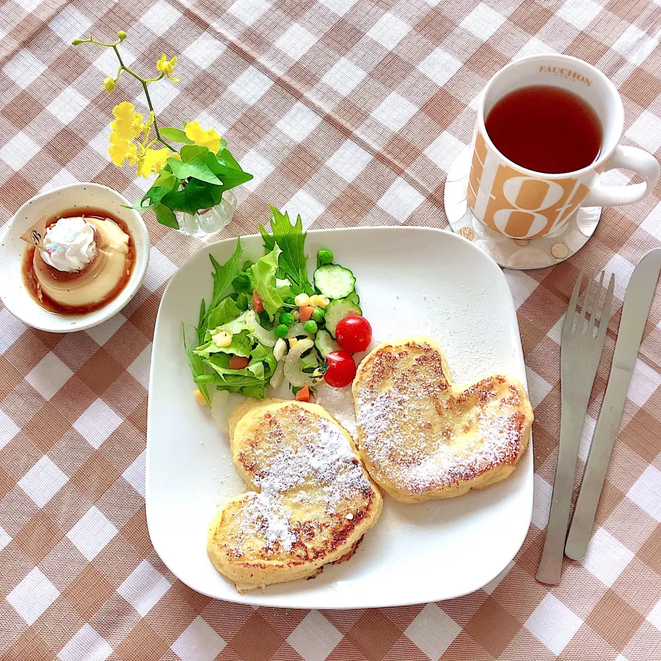 おうちカフェ「ハートのフレンチトースト💛」|Happy suzumeさん