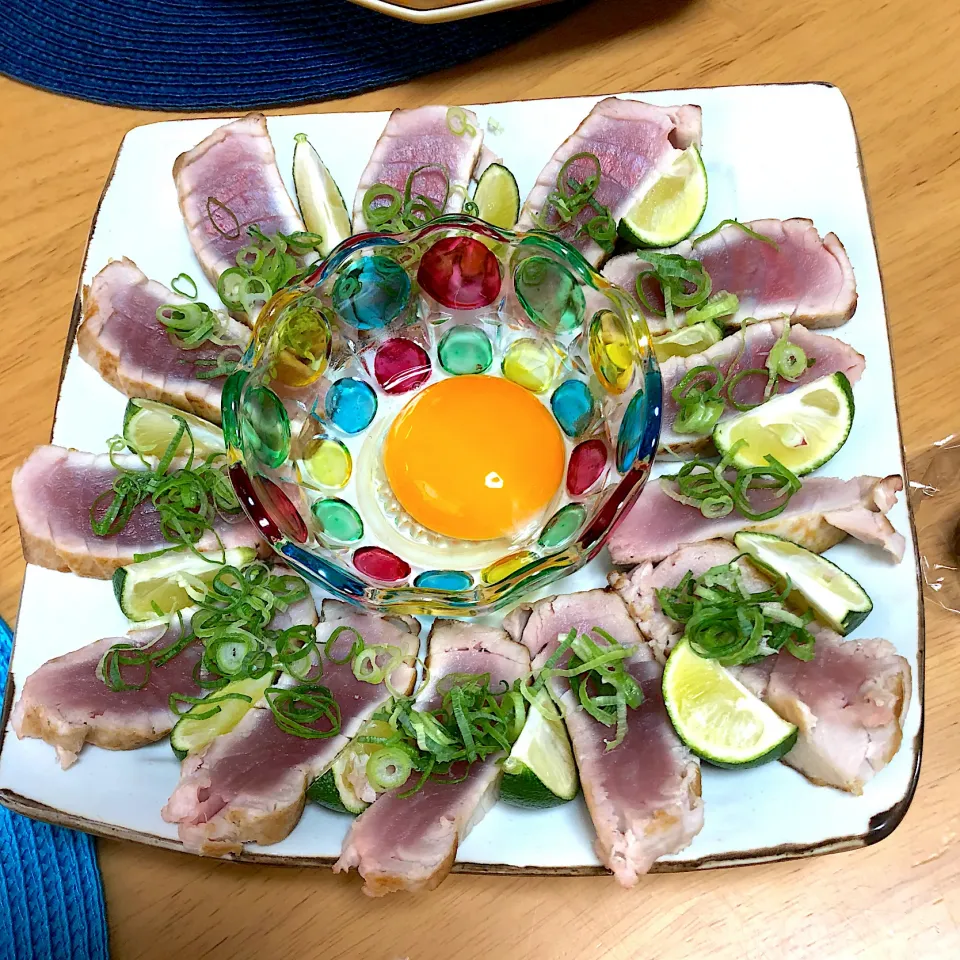 オーロラさんの料理 ビンチョウマグロのタタキ〜ごま油と岩塩で〜|ラブリー心愛さん