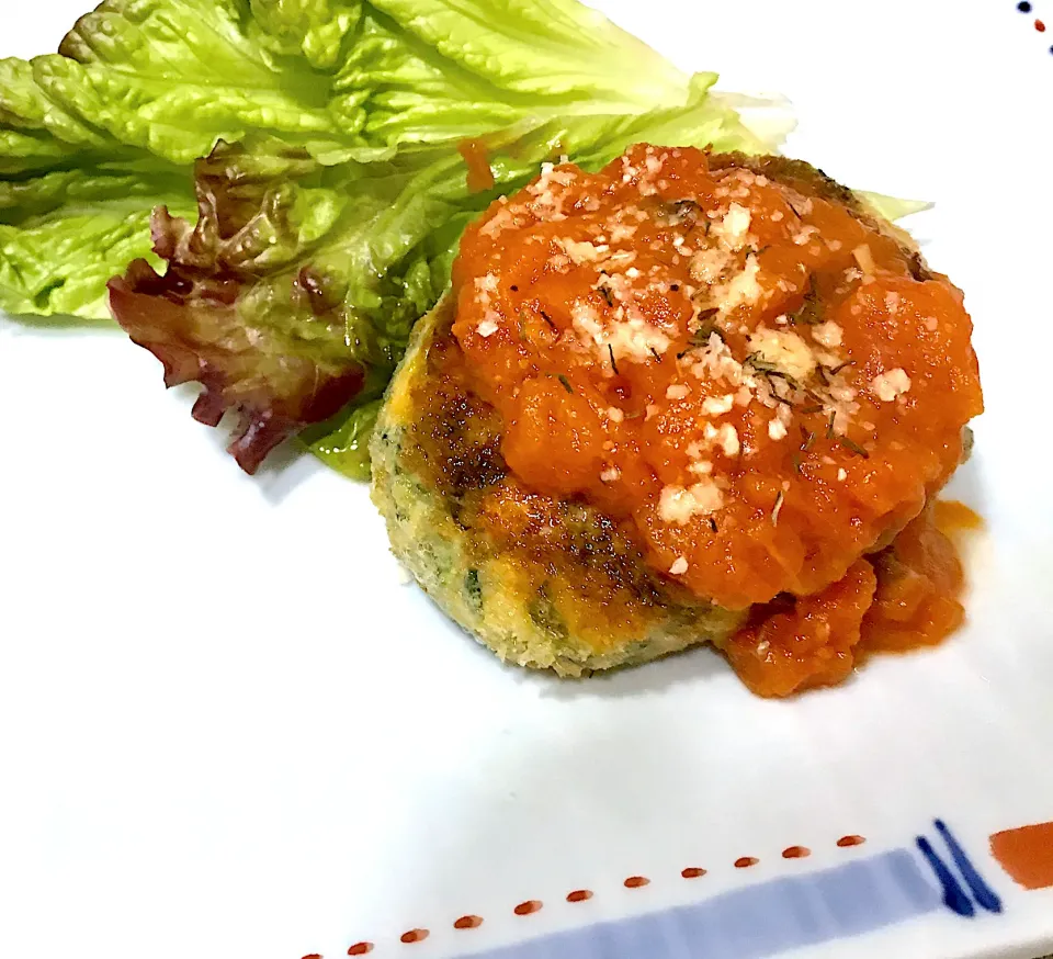 ほうれん草のハンバーグ&自家製トマト🍅ソース|la pêcheさん