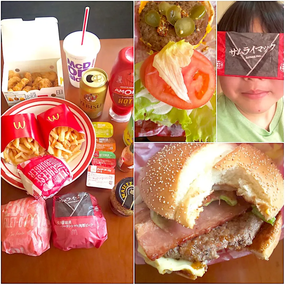 Snapdishの料理写真:Holiday  brunch🍔🍟McDonald 🎵extra vegetables hamburger🍔お野菜追加でﾍﾞｼﾞｰﾏｯｸ♪|🌈Ami🍻さん