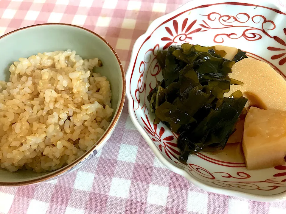 玄米ごはんとわかたけ煮|ともさん