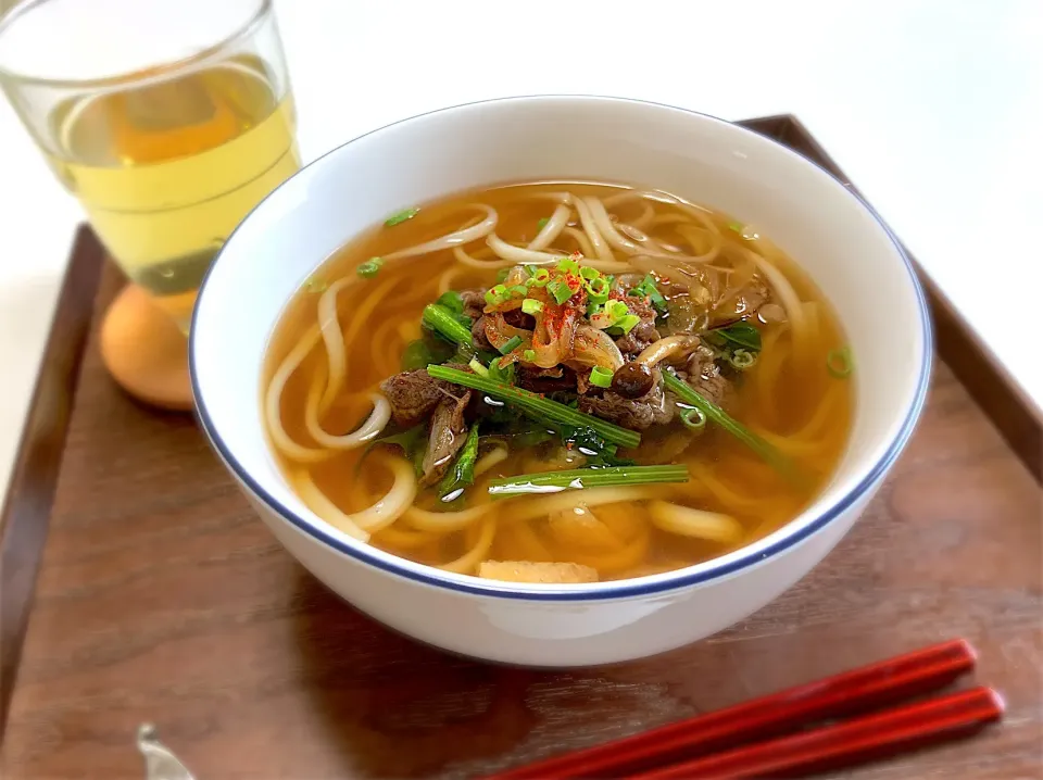 お昼ごはん。乾麺で肉うどん。|yukiさん