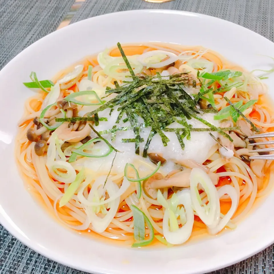 和風麺つゆとろろパスタ|毎日ご飯さん