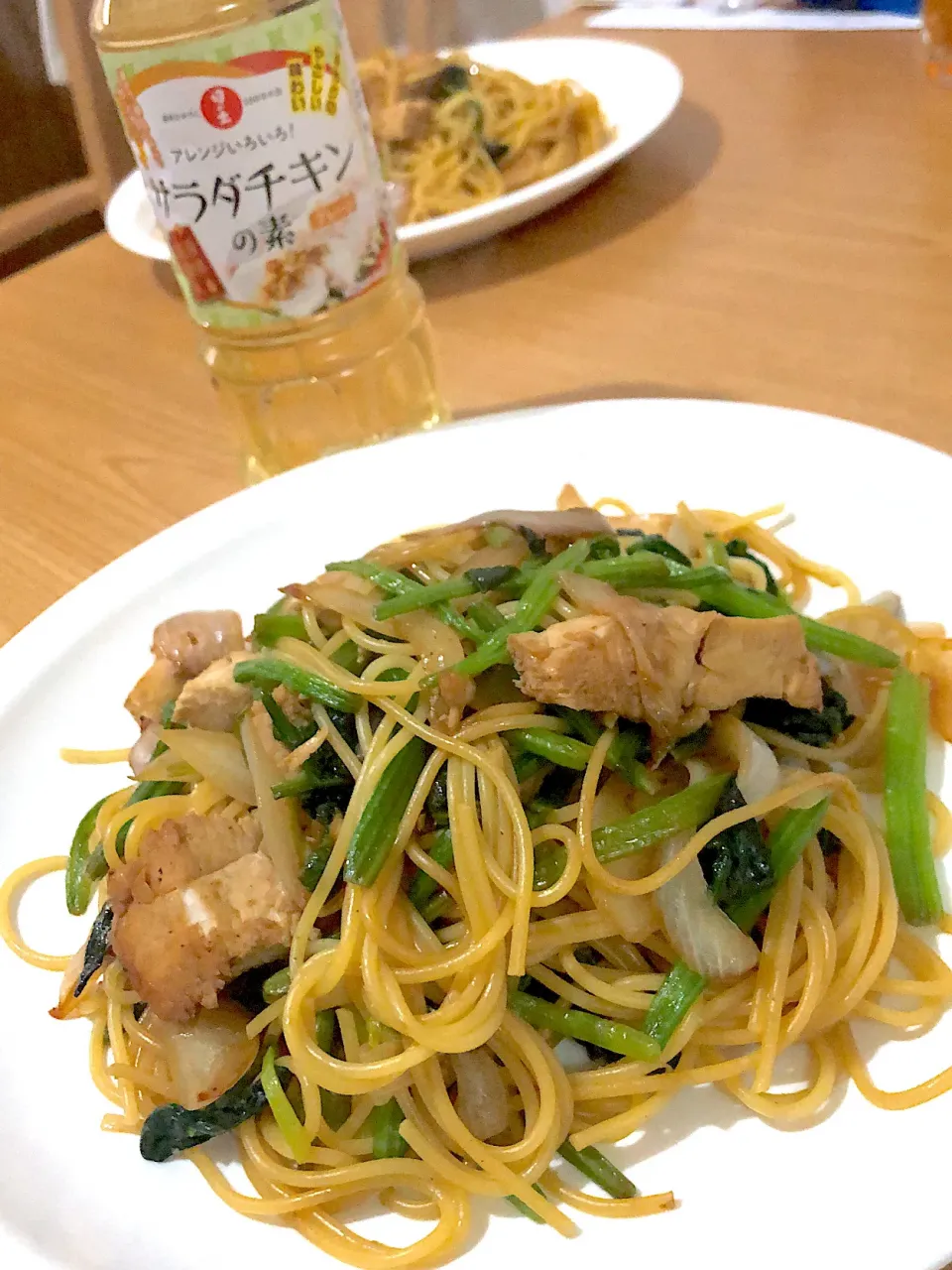 手作りサラダチキンでパスタ|にゃんちゅうさん