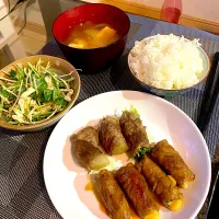 ３種類の豚肉巻き・豆苗サラダ|料理初心者さゆみさん