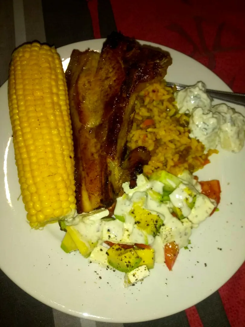 Corn, meat and salad|Kimさん