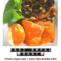 Snapdishの料理写真:Ready 
Nasi empal babi 

nasi putih
empal babi
telur + tahu bali
tumis sayur asin
sambal bawang

hanya Rp 20.000/pac|Elizabeth Xaveriaさん