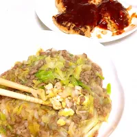 キャベツと挽き肉のあんかけチャーハンおまけ付き|こんどーさんさん