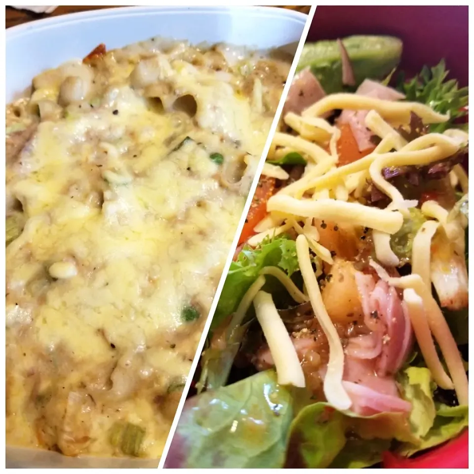 Snapdishの料理写真:Tuna casserole & salad
 ツナグラタン的なものとサラダ|Nikki Gさん