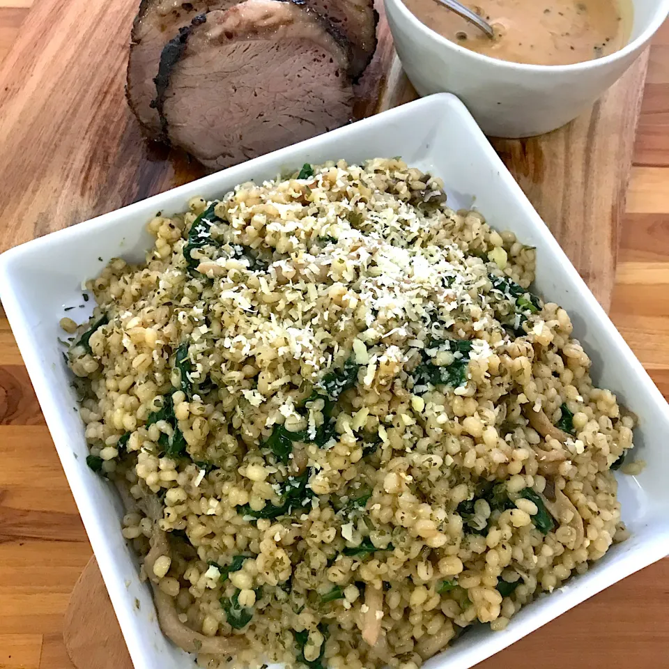 Barley Mushroom and Spinach Risotto|mini by minitさん