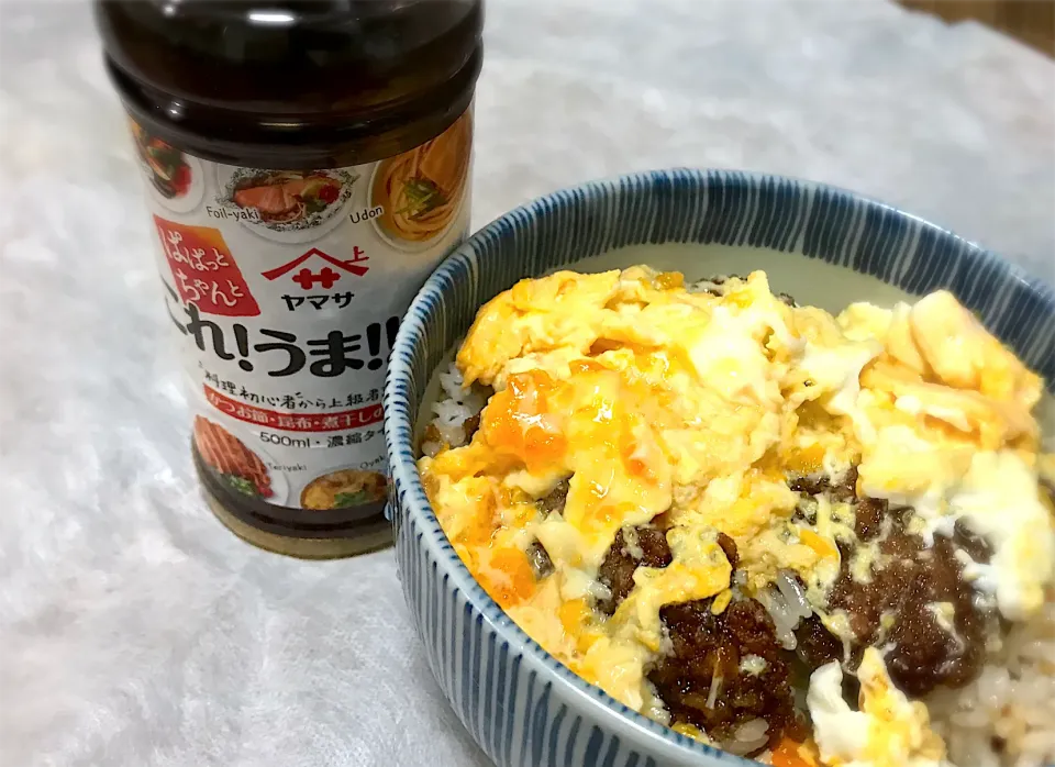 今夜は、ヤマサさんから頂いた、「これ！うま‼︎つゆ」で、卵とじソースカツ丼を頂きます😋🎵👍|ギムレットさん