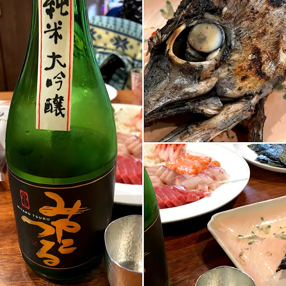 Snapdishの料理写真:マグロの兜焼き、手巻き寿司、大吟醸|Hiro Yanさん