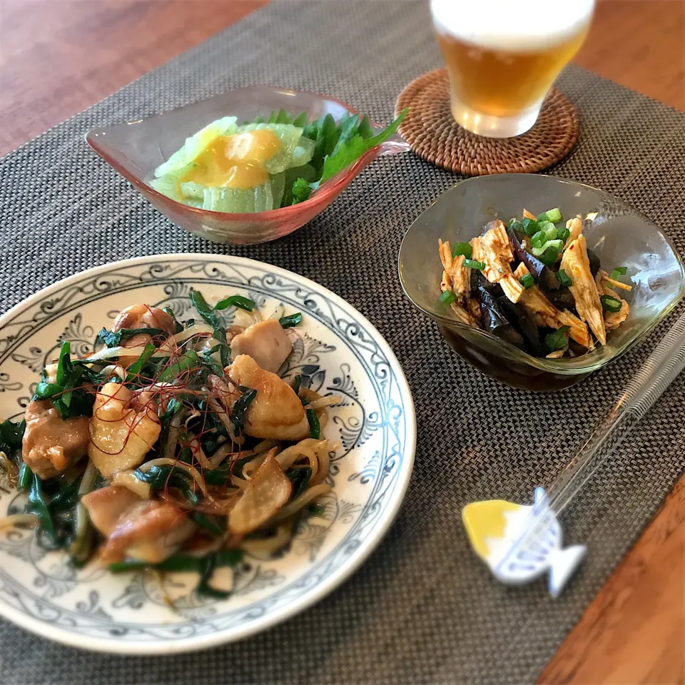 鶏もも肉とにら、もやしのナンプラー炒め
サラダチキンと蒸しなす
さしみこんにゃく|𓇼 Ⓢ Ⓗ Ⓘ Ⓝ Ⓞ Ⓑ Ⓤ 𓇼さん