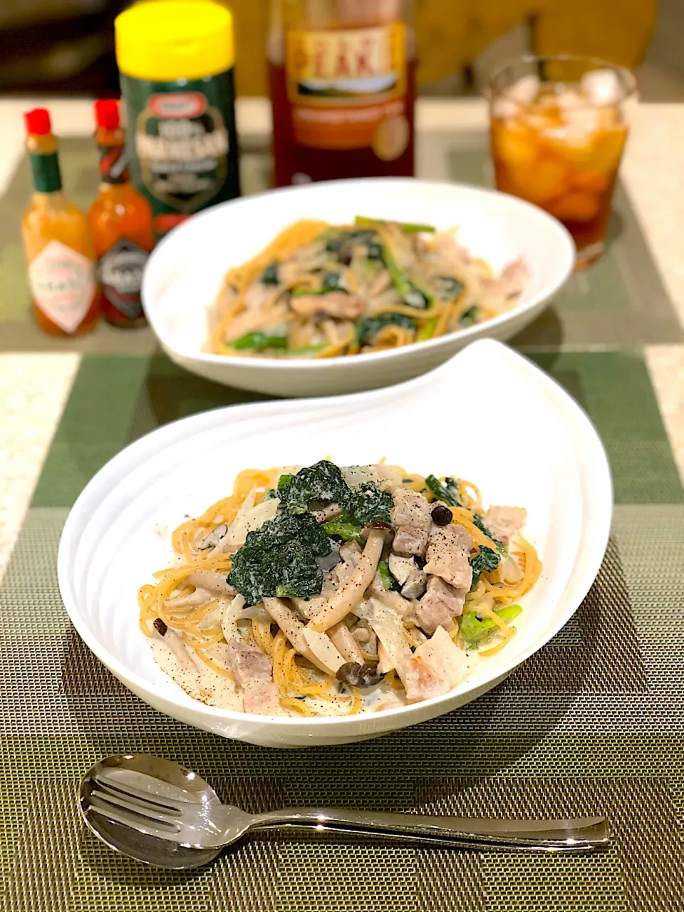 小松菜🥬キノコ🍄のクリームパスタ🍝！|Mayumiさん