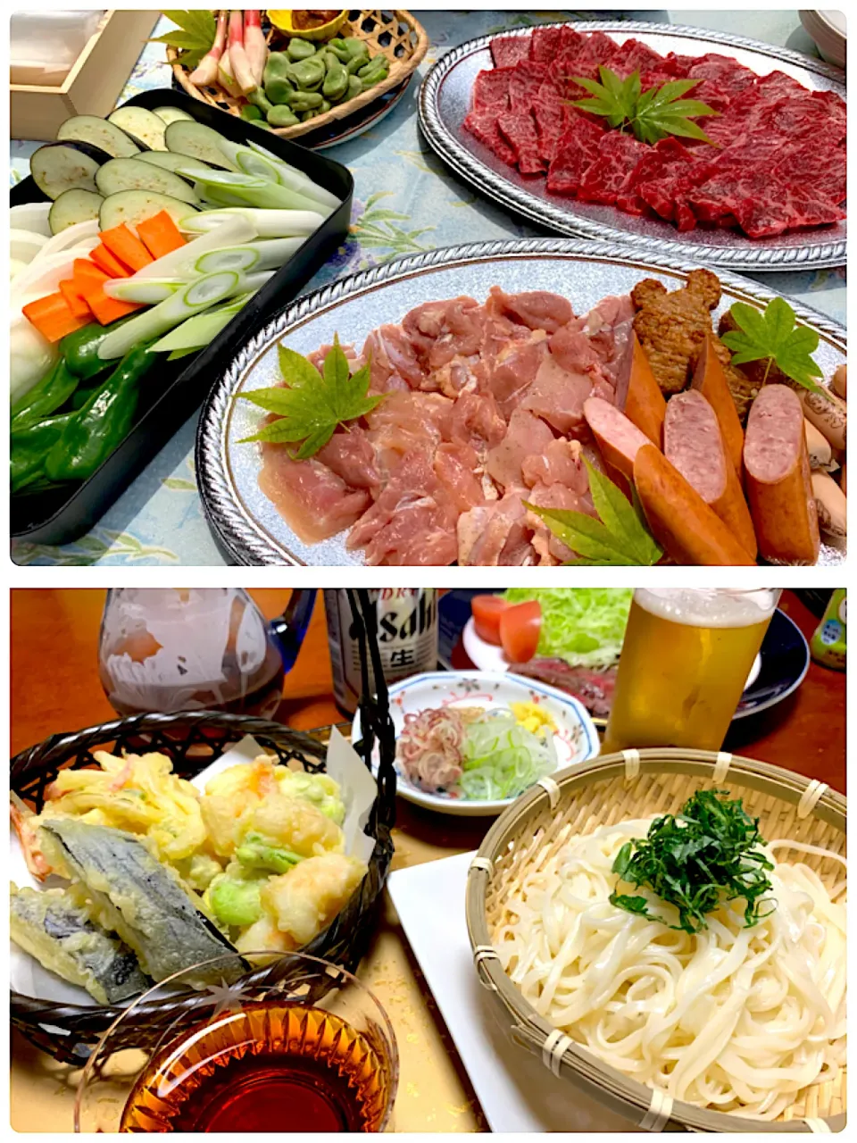 Snapdishの料理写真:GWのお昼のBBQ &夜はさっぱり稲庭うどん|ｋｚｓｙｋさん