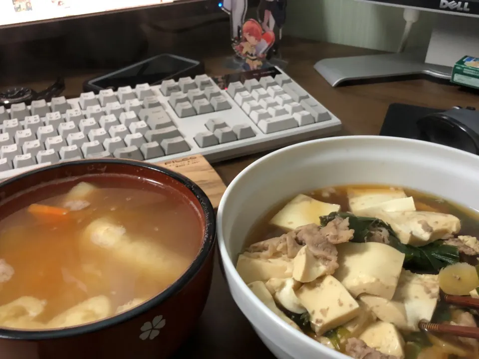 肉豆腐・人参と油揚げの味噌汁|a-parkさん