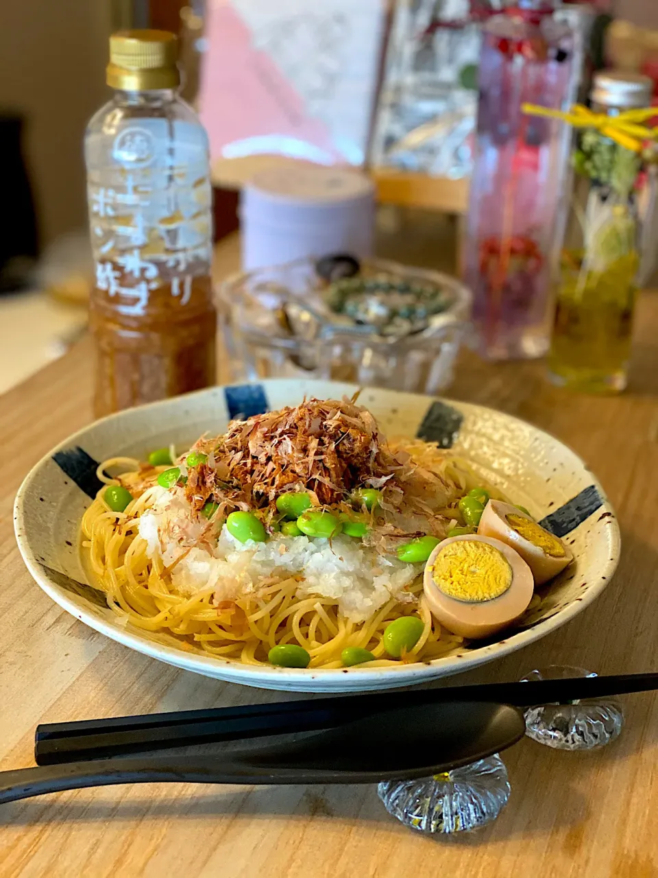 Snapdishの料理写真:ささっと冷製パスタ
 #昼ごはん#簡単#ツナ#おろし #おろしポン酢  #冷製パスタ #暑い日|わぱさん