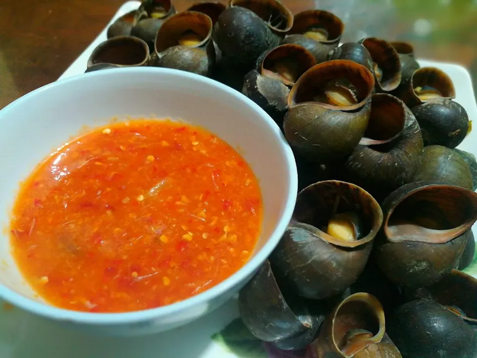 Steamed snail with lemongrass and spicy sauce|Food Made by Pheaさん