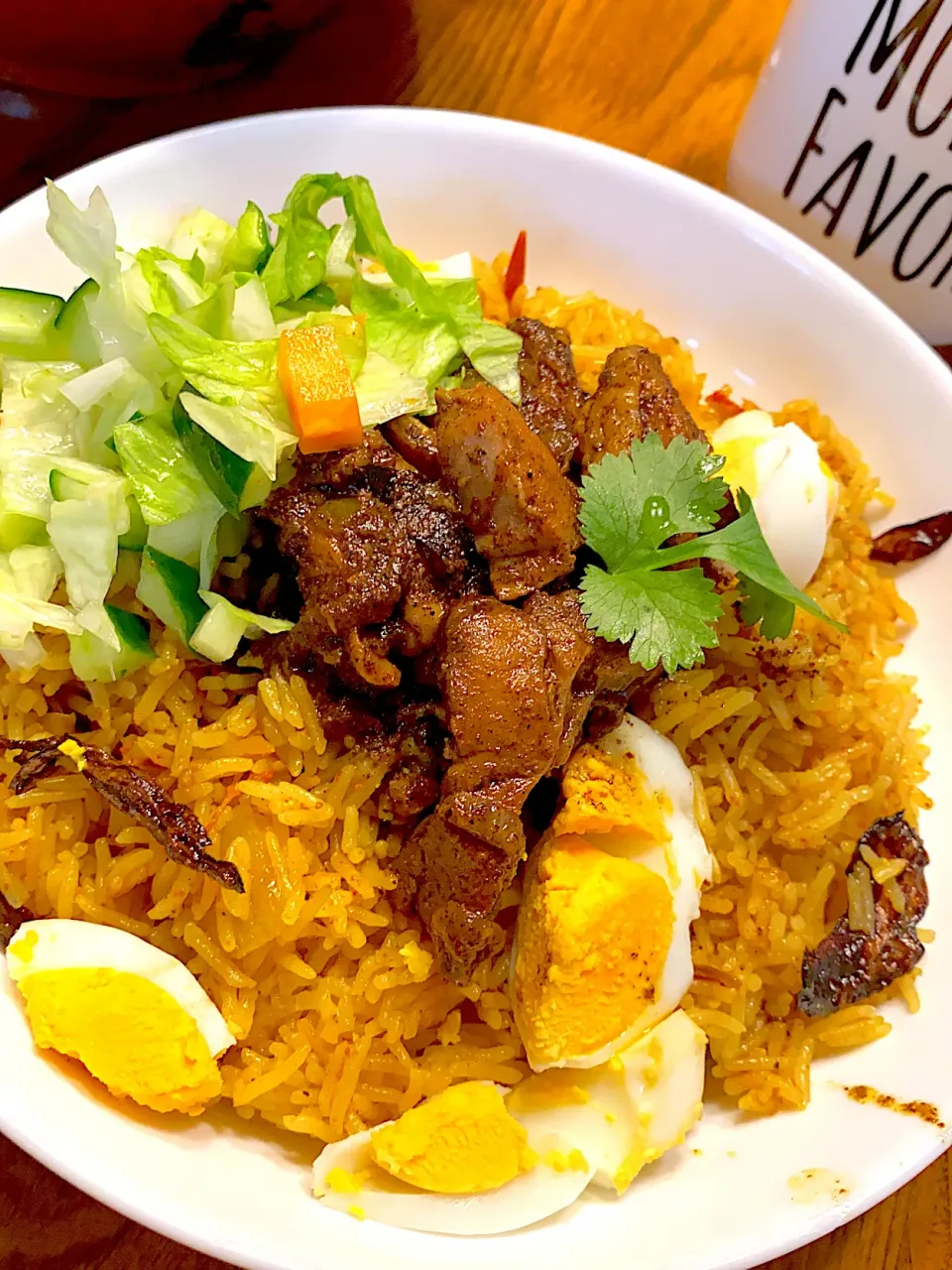 😍Biriyani with black chicken curry & salad|Hiranoさん