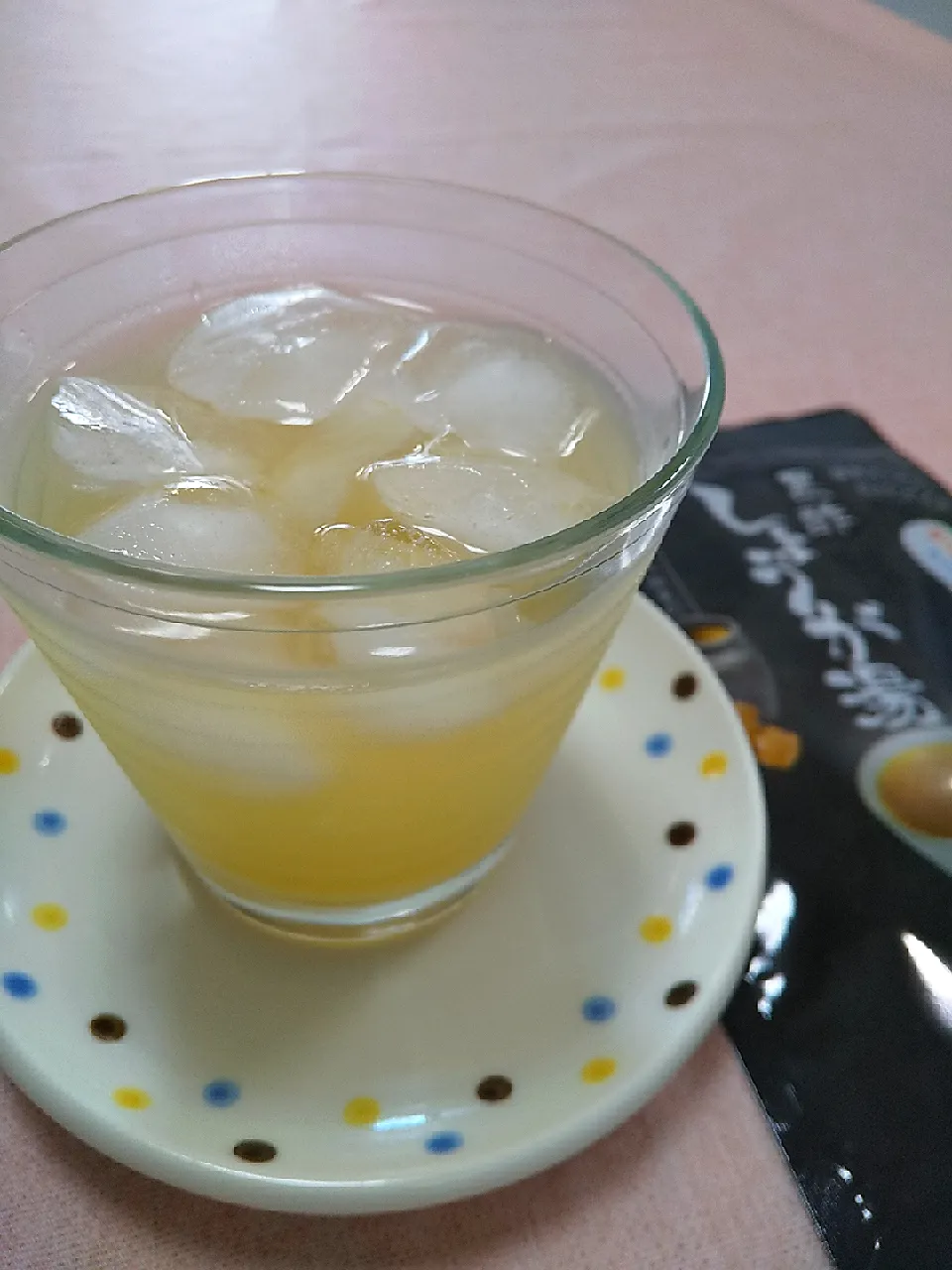 ☆今日のおやつ☆　玉露園さんのモニターで頂きました。　黒酢しょうが湯をアイスで頂きます😊|hamamaさん