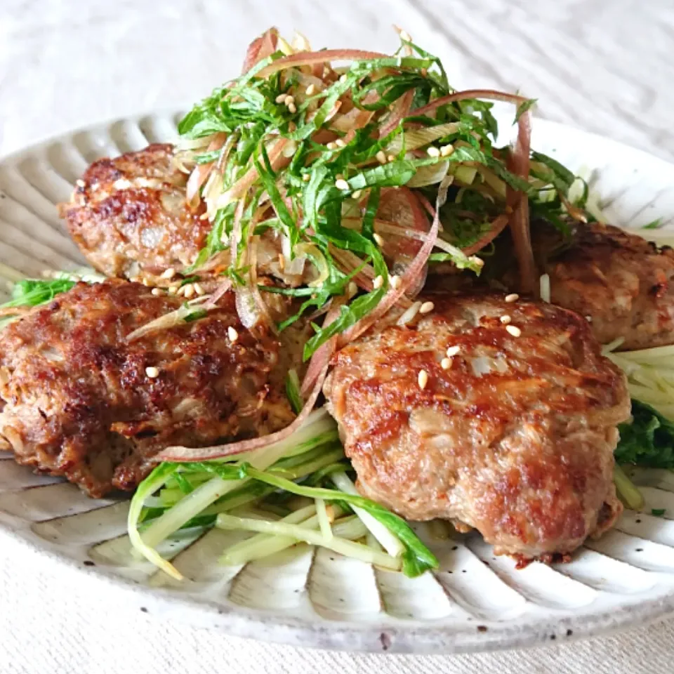 薬味たっぷりごぼうハンバーグ👩🏻‍🍳|acoさん