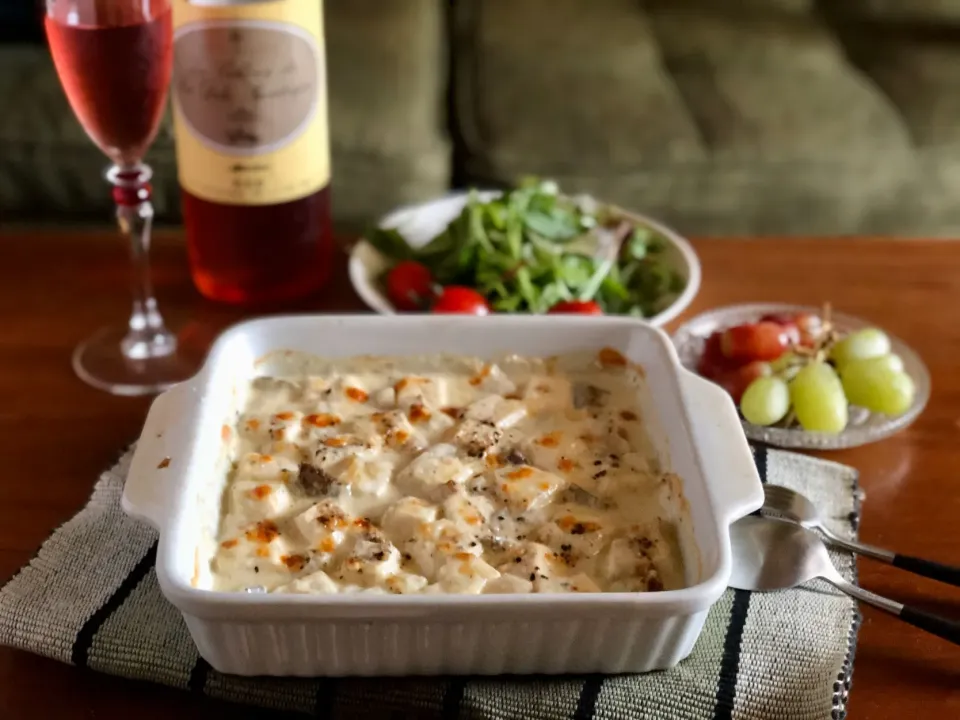 豆腐とエリンギの白いグラタン　　　　　　Tofu and elingi mushroom gratin|マユマユさん