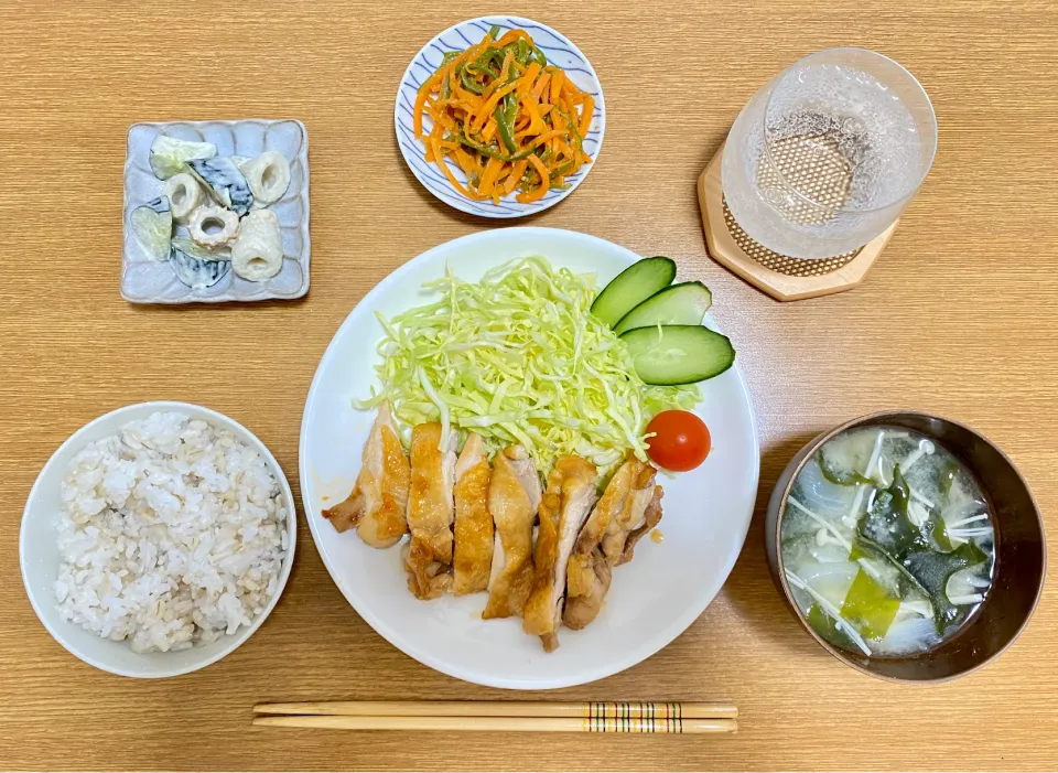 照り焼きチキンと冷蔵庫の余り物達で作った副菜|ゆゆゆさん