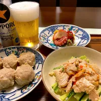 おうち居酒屋 シウマイ 棒棒鶏 サッポロ生