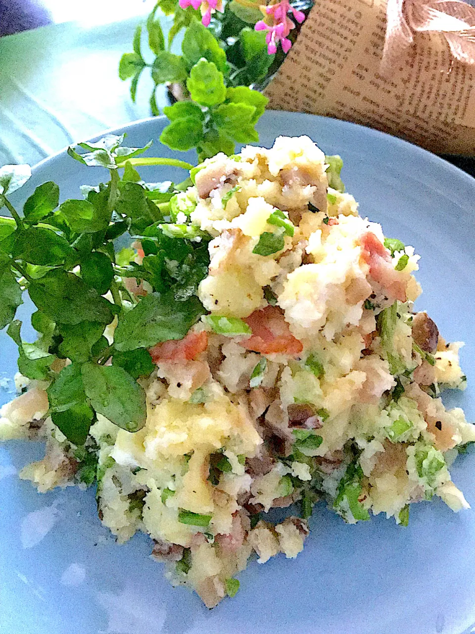 Snapdishの料理写真:いぶりがっことクリームチーズのポテトサラダ💕💕💕|🌺🌺Foodie🌺🌺さん