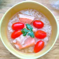 Spicy Salmon , Cherry Tomatoes & Rice Soup 🐟🍅|Naddaさん