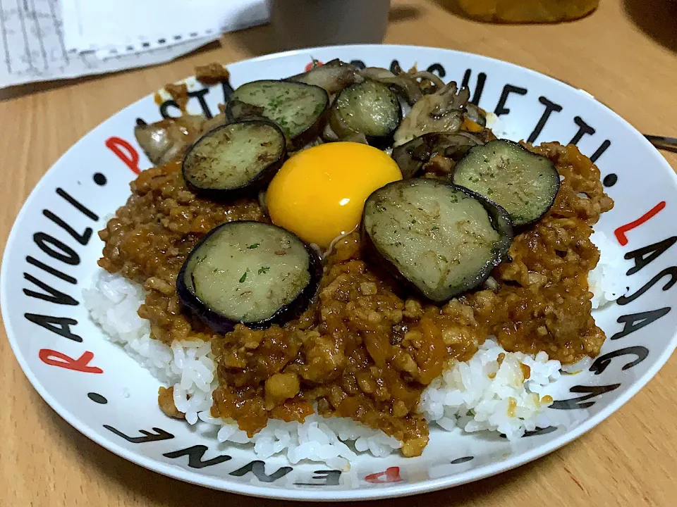 ホエイ入りキーマカレー揚げナスのせ|ましゅさん