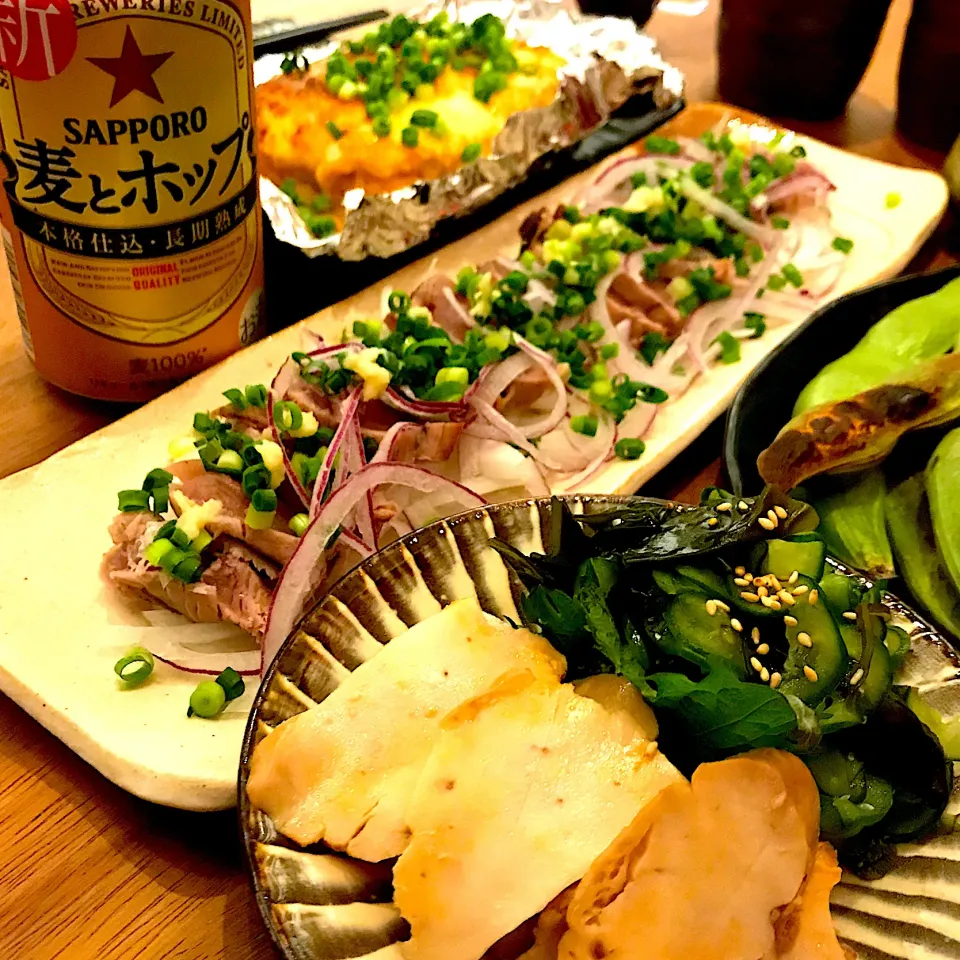 カツオのたたきとあん肝で家居酒屋|夢酒(ムッシュ)さん