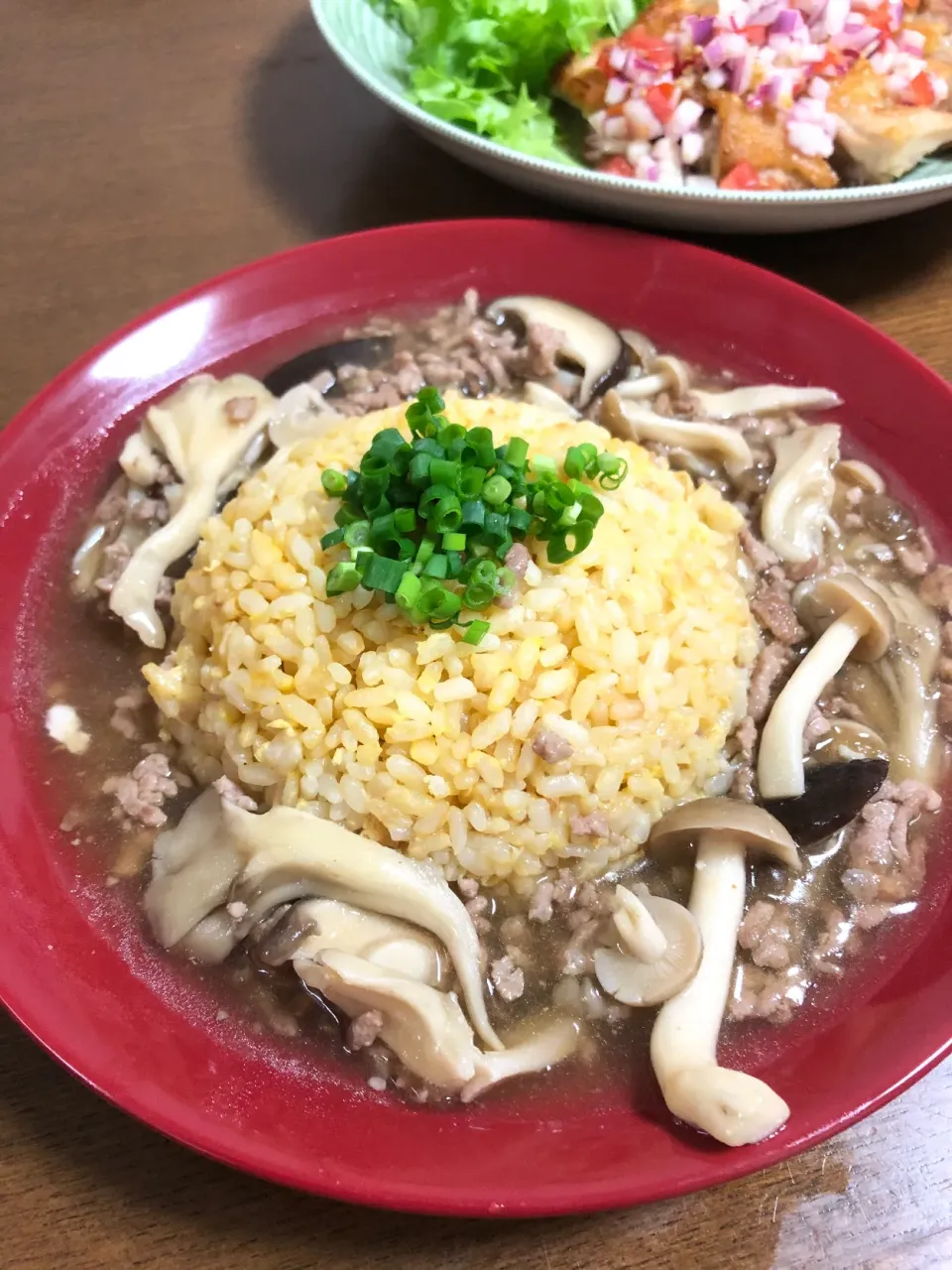 キノコのあんかけ炒飯|^_^みやままさん