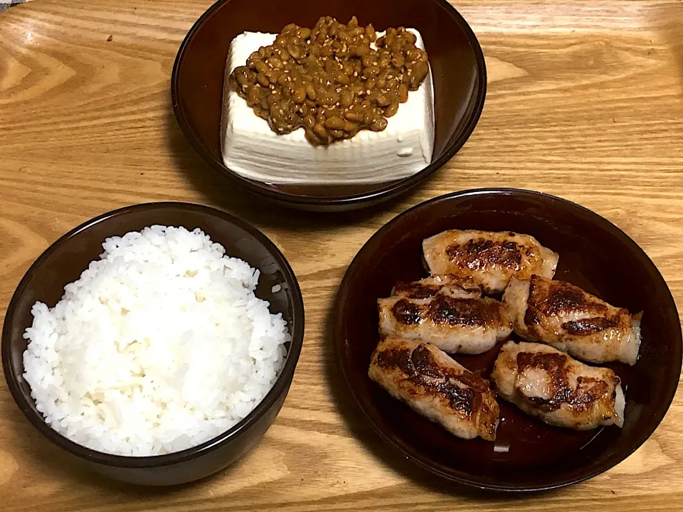 ☆肉巻きギョウザ ☆納豆冷奴|まぁたんさん