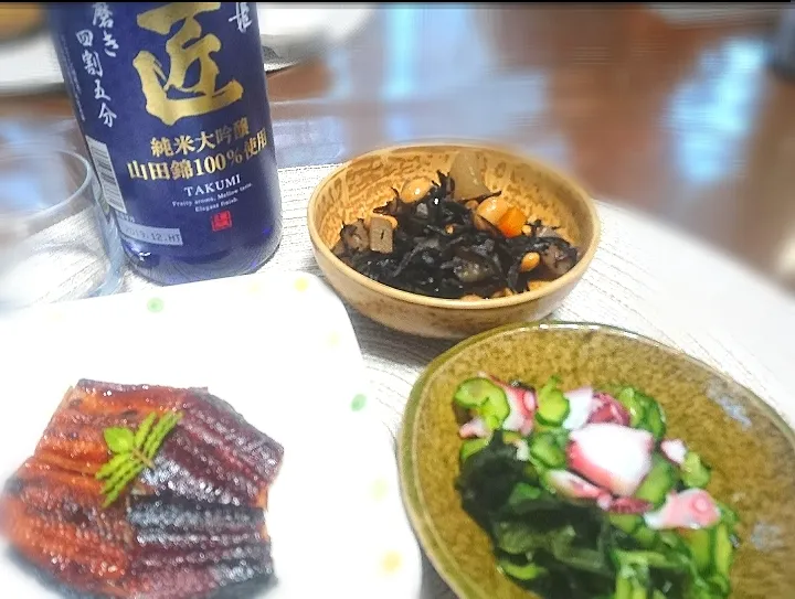 酢だこ🐙
  ひじき ・野菜 煮物
  鰻蒲焼き|びせんさん