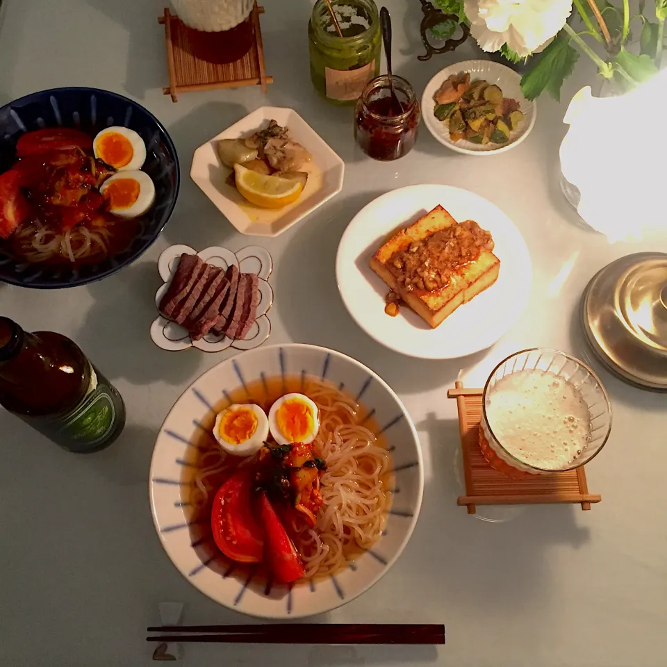 Snapdishの料理写真:冷麺 × ビール|ricoさん