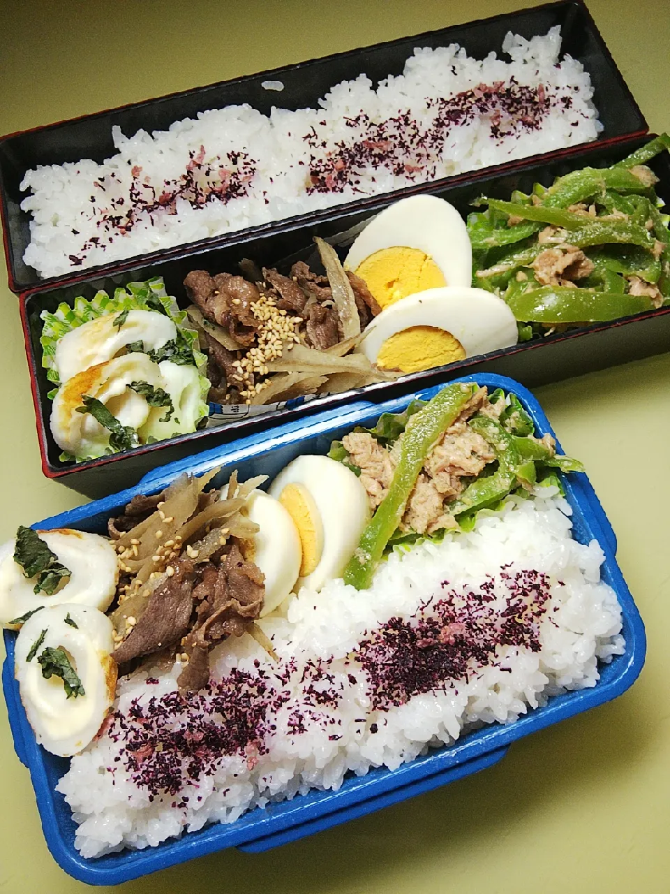 Snapdishの料理写真:5/8 夫婦弁当|けろよんさん