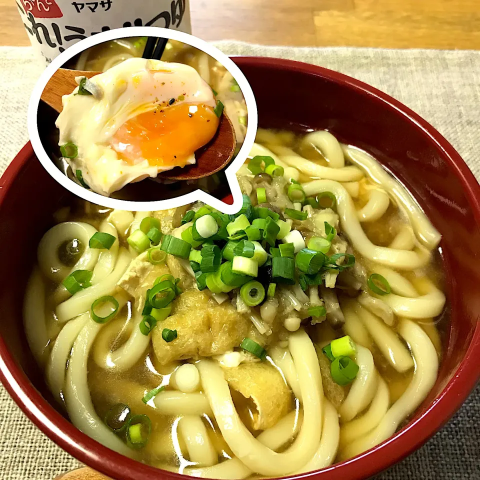 落とし卵うどん×おろしきのこ添え|morimi32さん