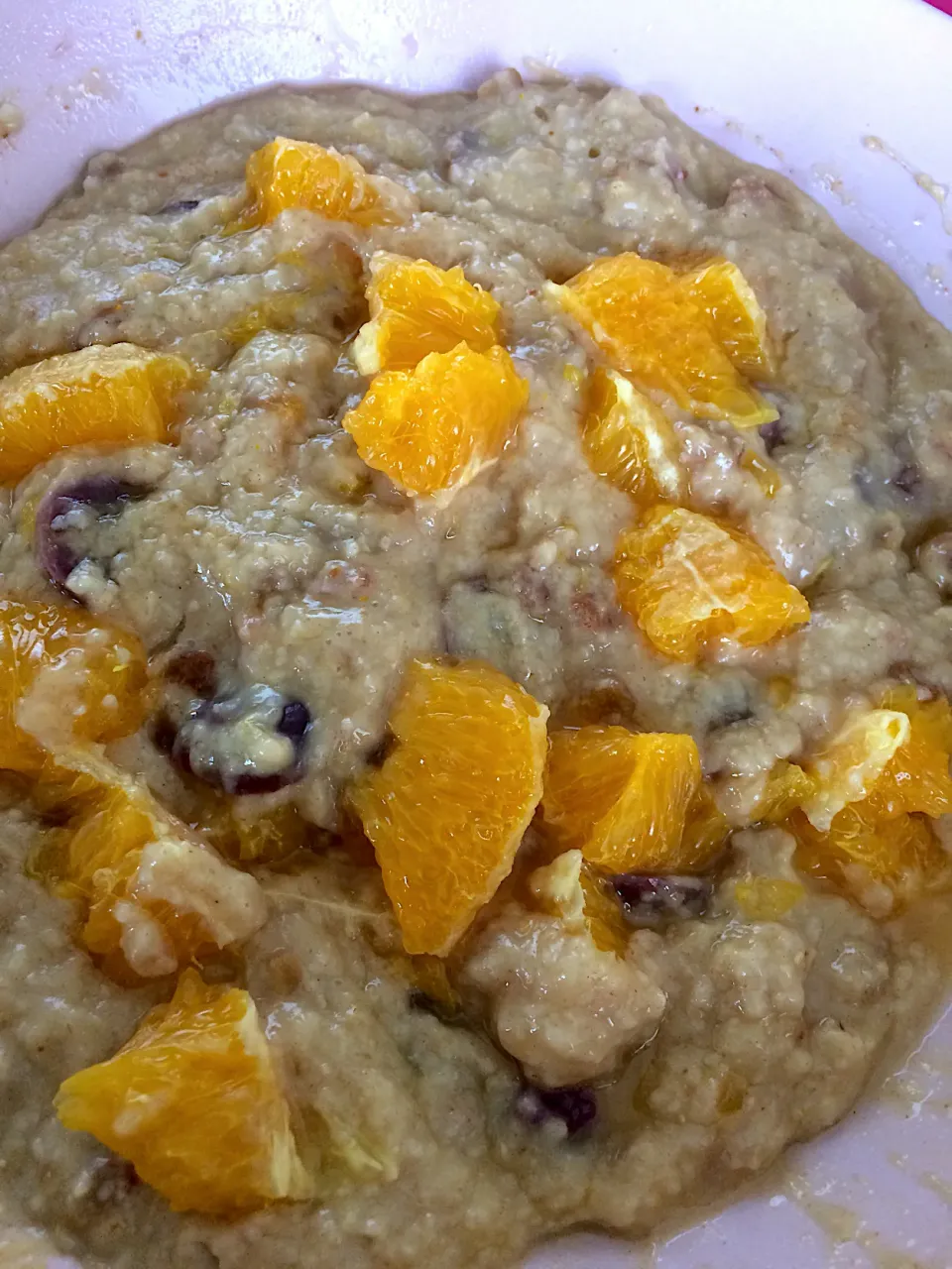 Oatmeal with oranges and grapes 🍇🍊|MissYumYumさん