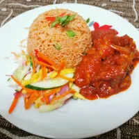 Snapdishの料理写真:Tomato Rice with Chicken Masak Merah|SaM Kitchenさん