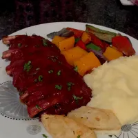 Sticky ribs and mash and grill vegs|reddiさん