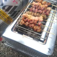 Snapdishの料理写真:昼真 っから、焼き鳥🐔