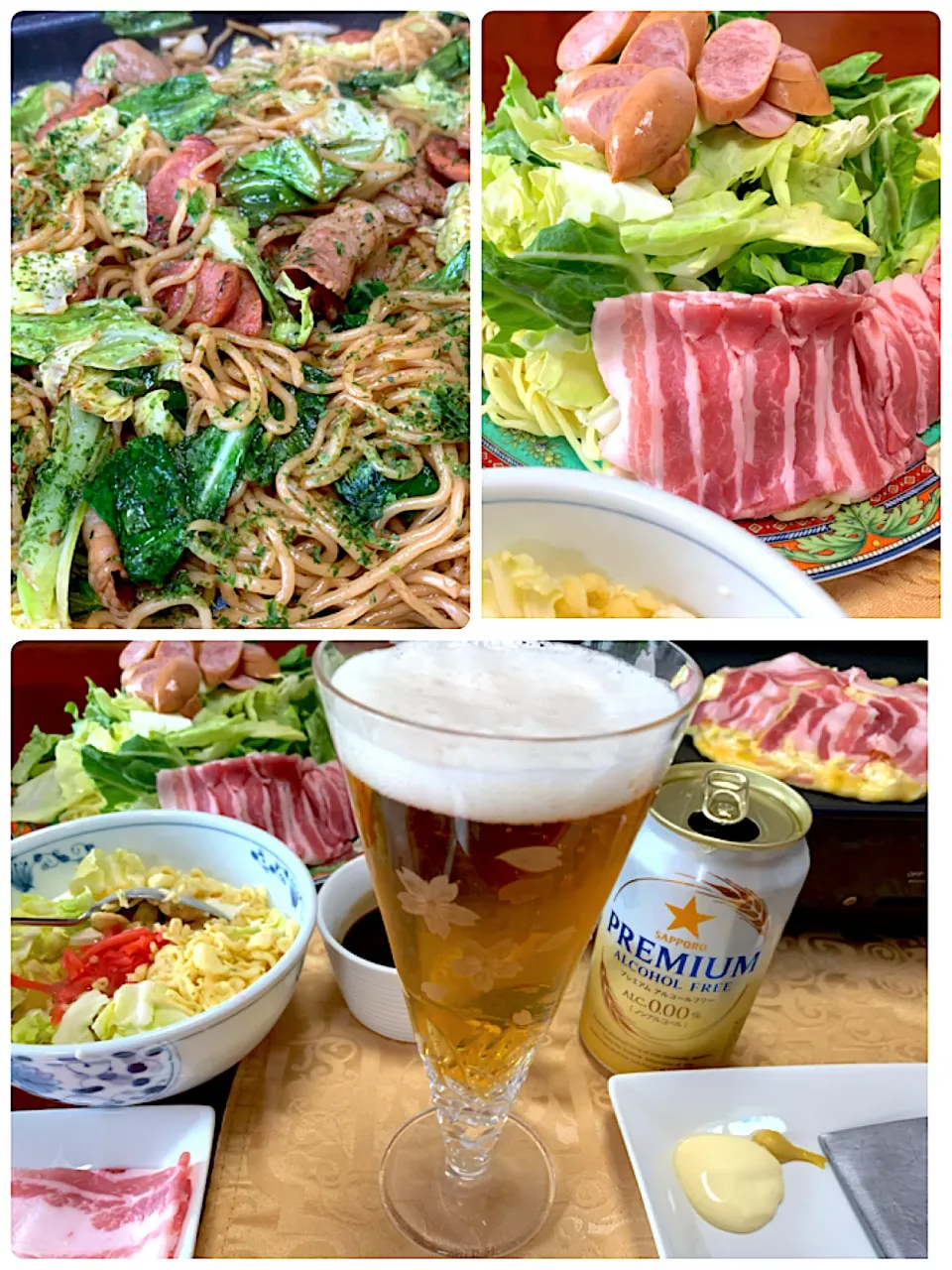 Snapdishの料理写真:お昼のお好み焼き&焼きそば🍺🥢|ｋｚｓｙｋさん