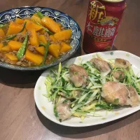 Snapdishの料理写真:かぼちゃ炒め煮、豆苗と筍炒め|taeminさん