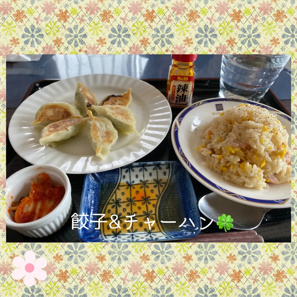 Snapdishの料理写真:手づくり餃子&チャーハン🍀|いのっちさん