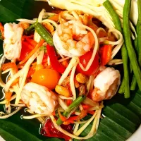 Snapdishの料理写真:Som Tam Kung 
papaya salad with shrimps|Pmp Meyerさん