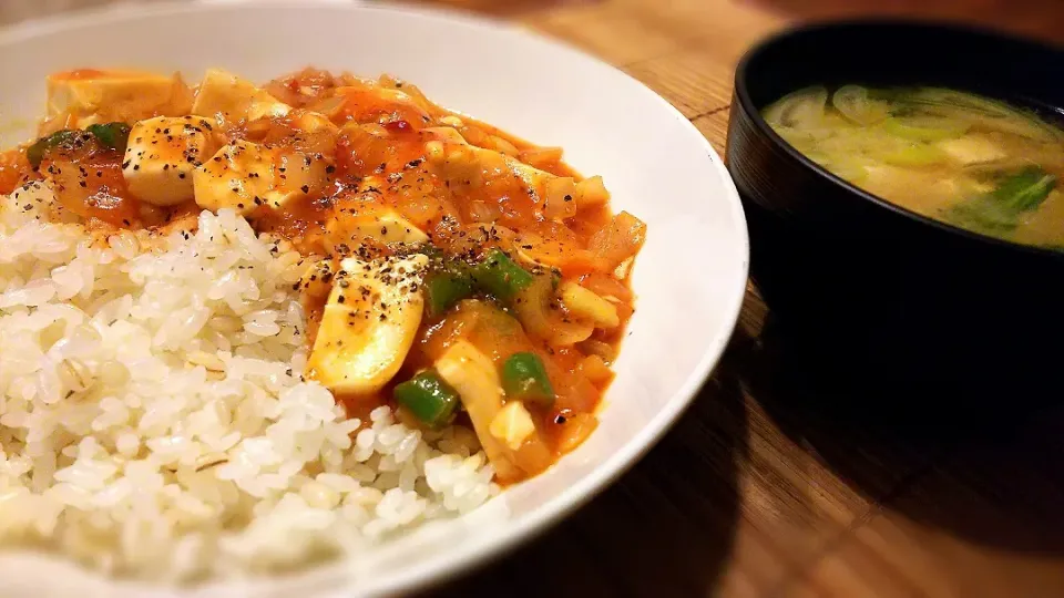 ﾄﾏﾄ麻婆丼～
の晩ごはん✨|kaz(*･ω･)さん