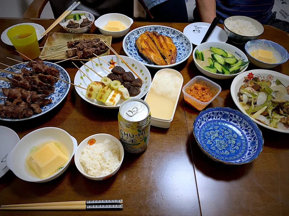 Snapdishの料理写真:今日の晩ご飯　やきとり|こむぎさん