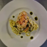 #Panseared chicken breast fillet stuffed with spinach and mushroom.
#Pesto pasta|Milky Elgaさん