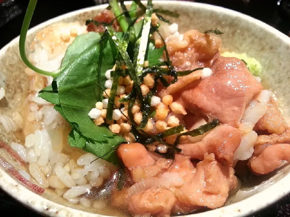 Snapdishの料理写真:だし汁も美味しい、しゃも肉のお茶漬け|motohiroさん